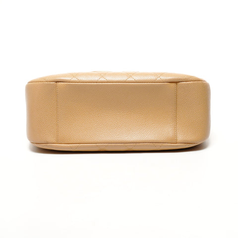 CHANEL No. 8 2003-2004 Caviar Skin COCO Mark Half Moon Shoulder Bag Brown WS25643