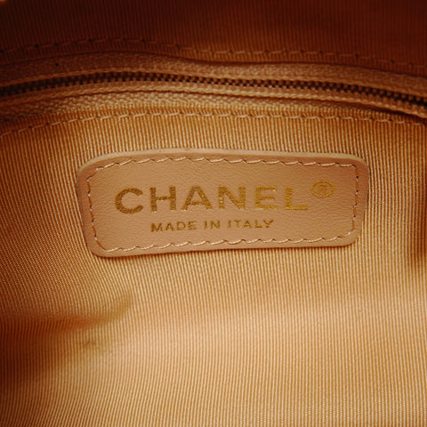 CHANEL No. 8 2003-2004 Caviar Skin COCO Mark Half Moon Shoulder Bag Brown WS25643