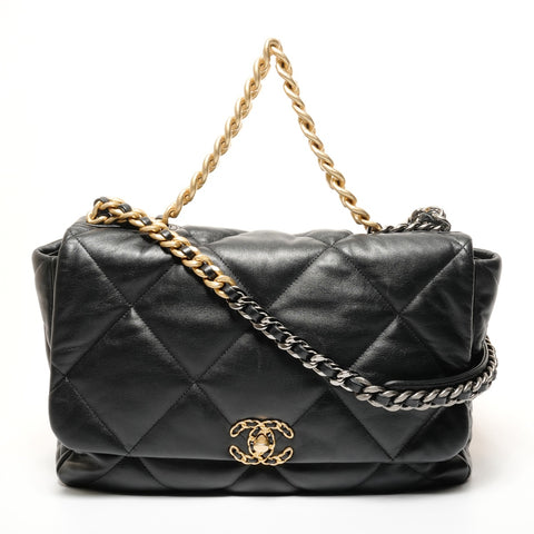 CHANEL CHANEL 19 Chain Large Matelasse Leather Shoulder Bag black WS25644