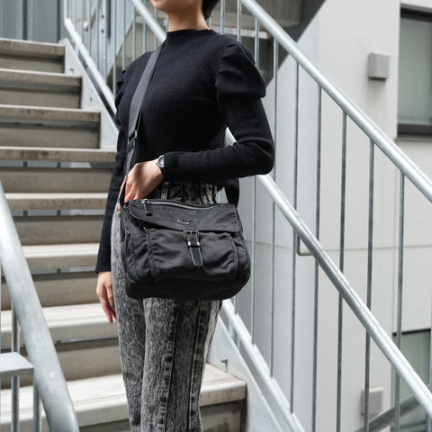 PRADA Nylon triangle logo Shoulder Bag black WS25645