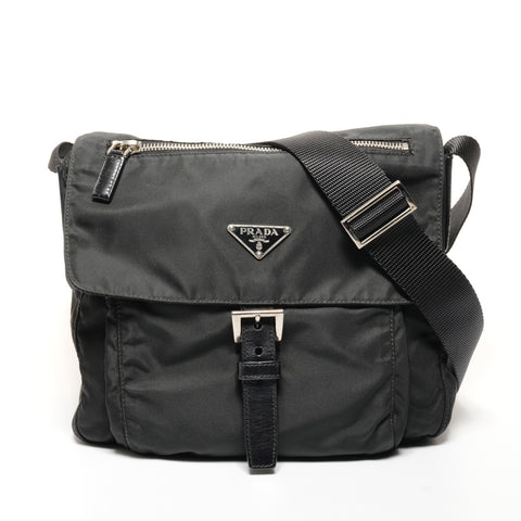 PRADA Nylon triangle logo Shoulder Bag black WS25645