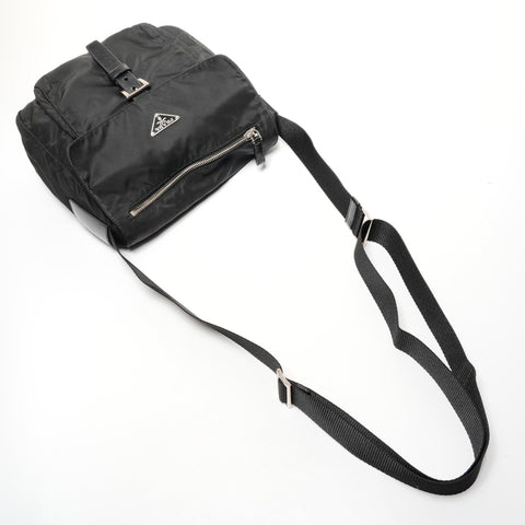 PRADA Nylon triangle logo Shoulder Bag black WS25645