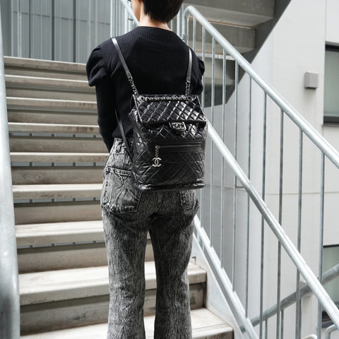 CHANEL No. 23 2016-2017 Matelasse Leather Backpack Â· Daypack black WS25646