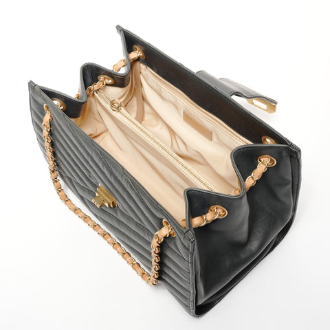 CHANEL 15th Series 2011 Lambskin Gabriel Accordion Chain Shoulder Bag black WS25647