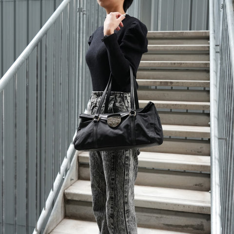 PRADA Nylon leather Shoulder Bag black WS25648