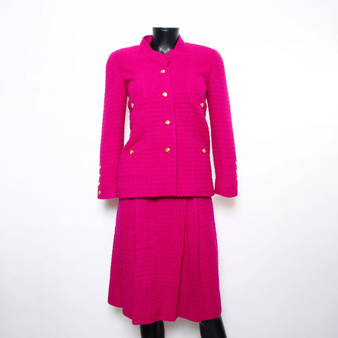 CHANEL COCO Mark button tweed skirt size 34 suit purple WS2565