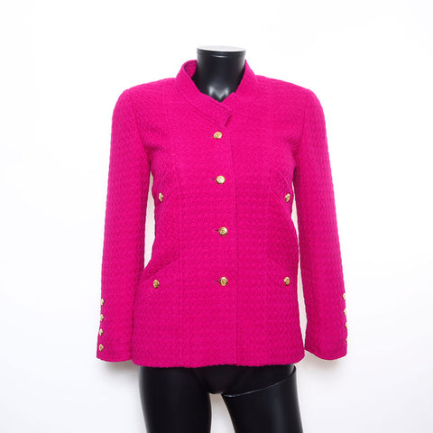 CHANEL COCO Mark button tweed skirt size 34 suit purple WS2565