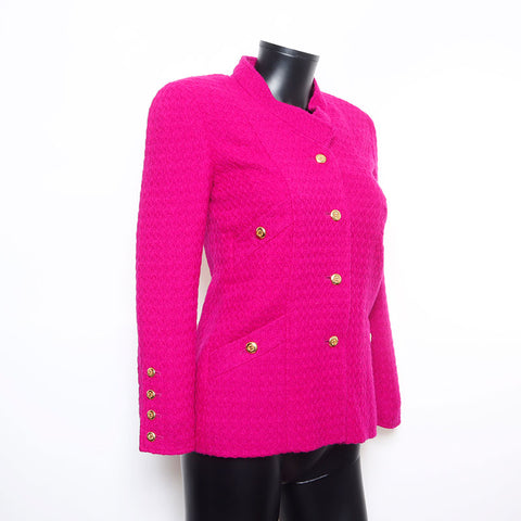 CHANEL COCO Mark button tweed skirt size 34 suit purple WS2565