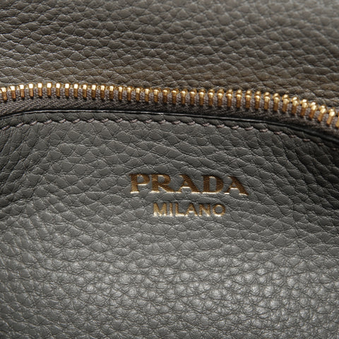 PRADA Leather flap Shoulder Bag gray WS25651