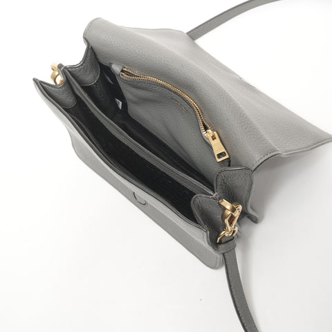 PRADA Leather flap Shoulder Bag gray WS25651