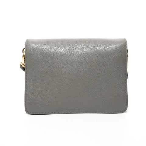 PRADA Leather flap Shoulder Bag gray WS25651