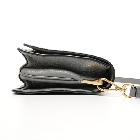 PRADA Leather flap Shoulder Bag gray WS25651