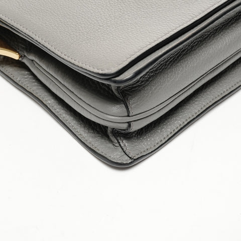 PRADA Leather flap Shoulder Bag gray WS25651