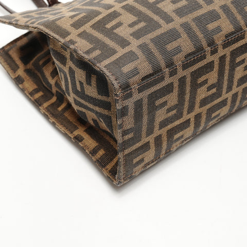 FENDI Canvas Zucca Mamma Bucket Tote Bag Brown WS25653