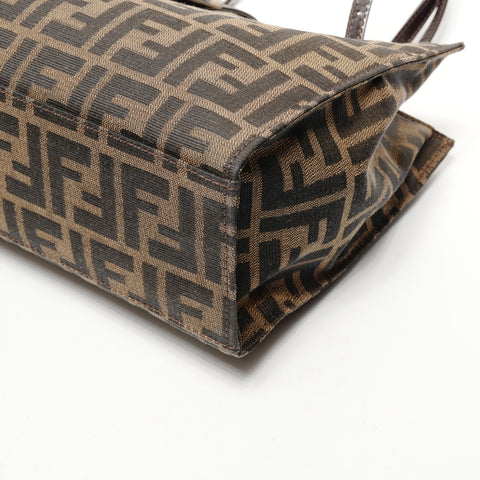 FENDI Canvas Zucca Mamma Bucket Tote Bag Brown WS25653