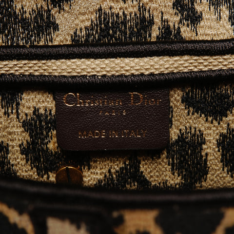 Christian Dior Leopard canvas saddlebag Shoulder Bag black WS25655