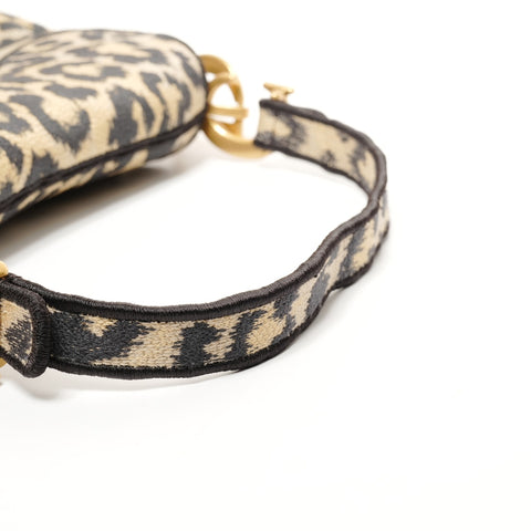 Christian Dior Leopard canvas saddlebag Shoulder Bag black WS25655