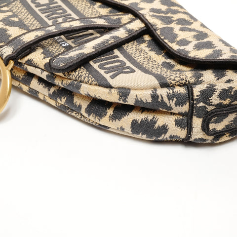 Christian Dior Leopard canvas saddlebag Shoulder Bag black WS25655