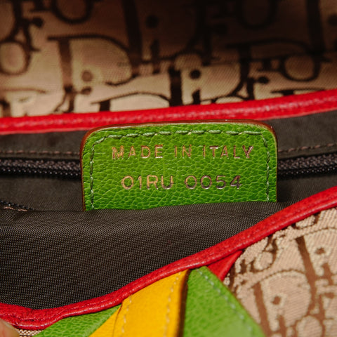 Christian Dior Rasta Trotter Canvas Saddle Shoulder Bag Brown WS25656