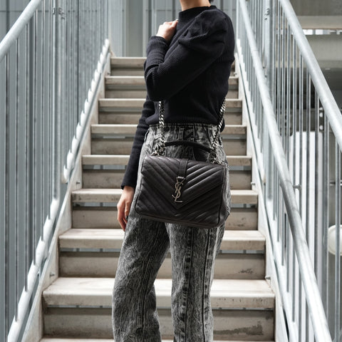 YVES SAINT LAURENT Small Lulu Top Handle 2-Way Bag Shoulder Bag Brown WS25657