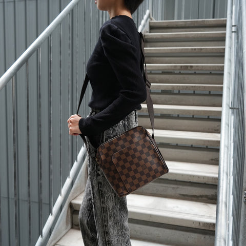 LOUIS VUITTON Damier Olaf PM 2006 Shoulder Bag Brown WS25658