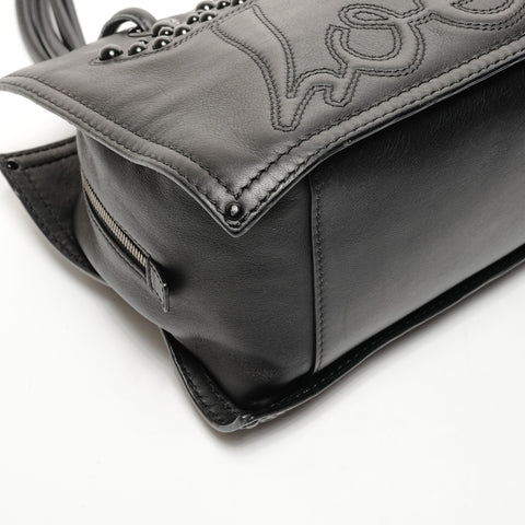 LOEWE Logo Leather Tote Bag Shoulder Bag black WS25660