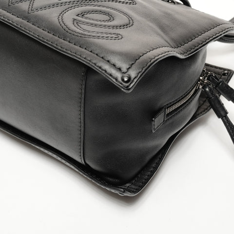 LOEWE Logo Leather Tote Bag Shoulder Bag black WS25660
