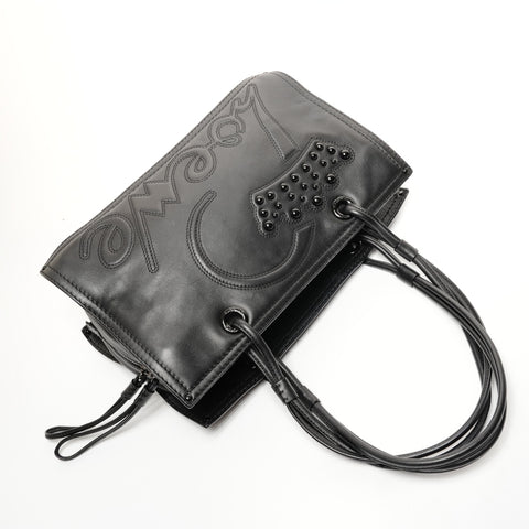 LOEWE Logo Leather Tote Bag Shoulder Bag black WS25660
