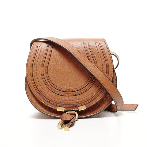 Chloe Leather Grain Leather Marcy Smo Shoulder Bag Brown WS25661