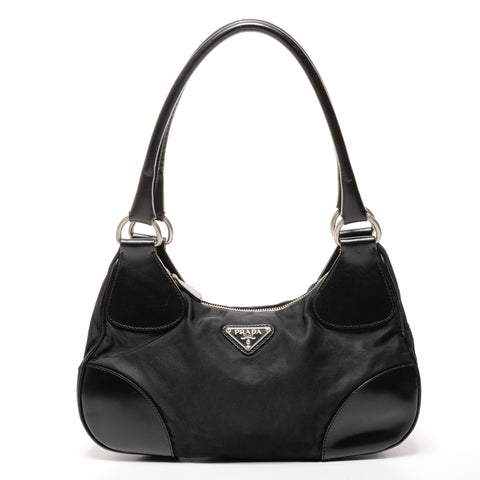 PRADA Nylon triangle logo Shoulder Bag black WS25662