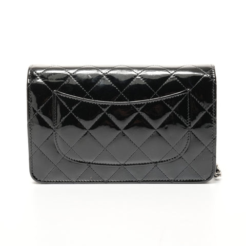 CHANEL Patent Leather Chain Wallet, No. 19, 2014, Flap Matelasse Shoulder Bag black WS25663