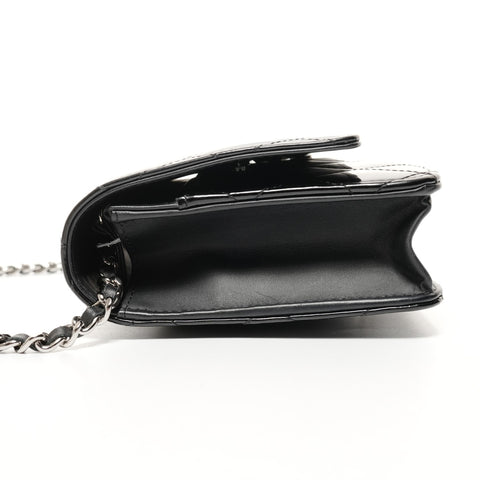CHANEL Patent Leather Chain Wallet, No. 19, 2014, Flap Matelasse Shoulder Bag black WS25663