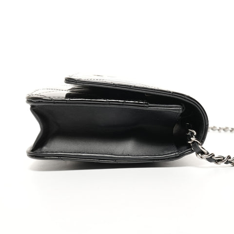 CHANEL Patent Leather Chain Wallet, No. 19, 2014, Flap Matelasse Shoulder Bag black WS25663