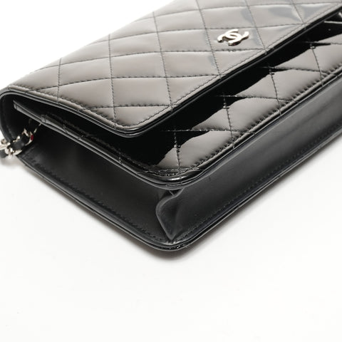 CHANEL Patent Leather Chain Wallet, No. 19, 2014, Flap Matelasse Shoulder Bag black WS25663