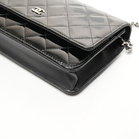 CHANEL Patent Leather Chain Wallet, No. 19, 2014, Flap Matelasse Shoulder Bag black WS25663
