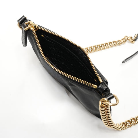PRADA Logo Mini Pochette Chain Nylon Shoulder Bag black WS25664
