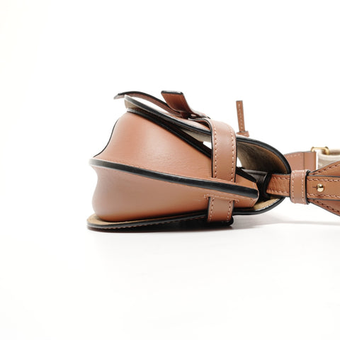 LOEWE Gate Dual Anagram Mini Pochette in Soft Calfskin with Logo Jacquard and Tan Shoulder Bag Brown WS25665