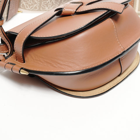 LOEWE Gate Dual Anagram Mini Pochette in Soft Calfskin with Logo Jacquard and Tan Shoulder Bag Brown WS25665