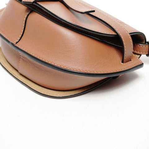 LOEWE Gate Dual Anagram Mini Pochette in Soft Calfskin with Logo Jacquard and Tan Shoulder Bag Brown WS25665