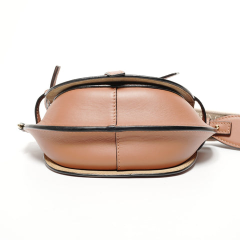 LOEWE Gate Dual Anagram Mini Pochette in Soft Calfskin with Logo Jacquard and Tan Shoulder Bag Brown WS25665