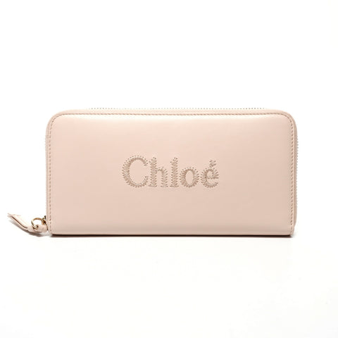 Chloe Leather Round Zip Logo Purse pink WS25666