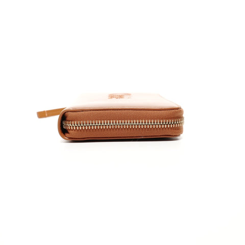 Chloe Leather Round Zip Logo Purse Brown WS25668