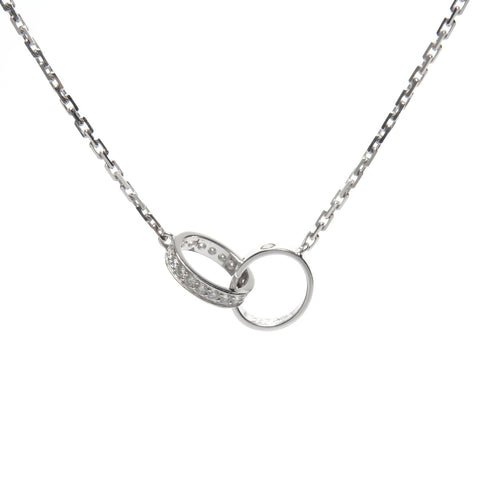 CARTIER Baby Love K18WG White Gold Diamond Necklace Silver WS25669