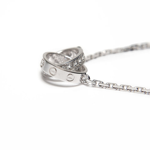 CARTIER Baby Love K18WG White Gold Diamond Necklace Silver WS25669
