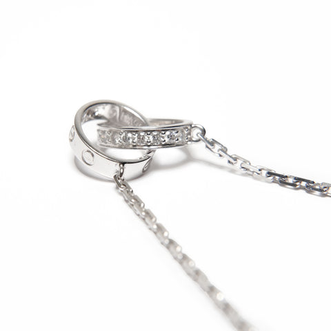 CARTIER Baby Love K18WG White Gold Diamond Necklace Silver WS25669