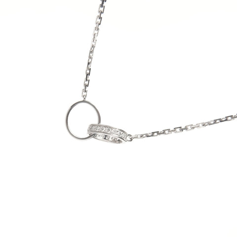 CARTIER Baby Love K18WG White Gold Diamond Necklace Silver WS25669