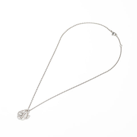CHANEL Diamond Camellia 750 K18 WG Necklace Silver WS25674