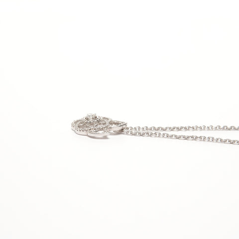 CHANEL Diamond Camellia 750 K18 WG Necklace Silver WS25674