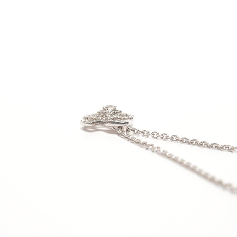 CHANEL Diamond Camellia 750 K18 WG Necklace Silver WS25674