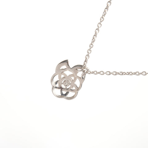 CHANEL Diamond Camellia 750 K18 WG Necklace Silver WS25674